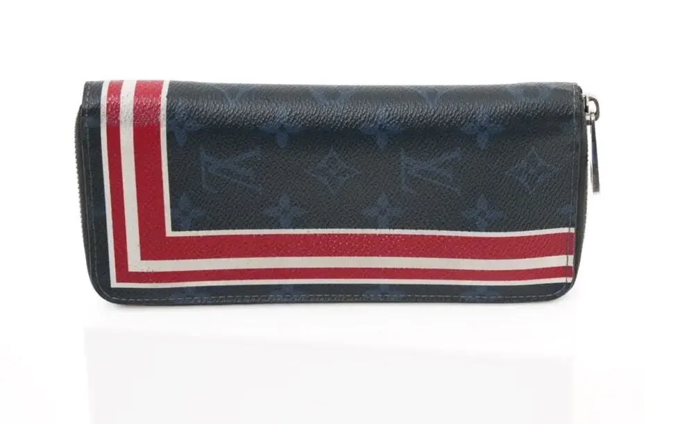 Louis Vuitton Rare Canvas Zippy Vertical Monogram Cobalt Stripe Long Wallet